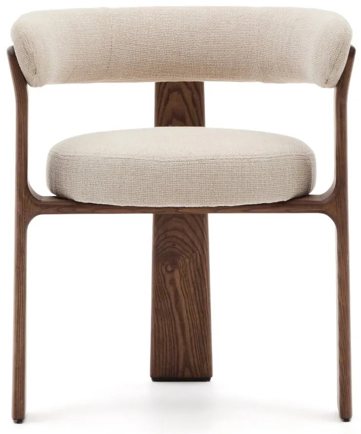 Hnedé/béžové jedálenské kreslo s podrúčkami z jaseňového dreva Granite – Kave Home