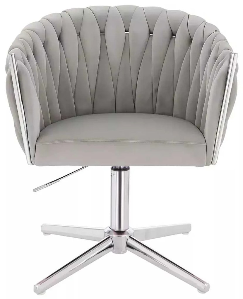 LuxuryForm DESIGN Stolička NORDEN VELUR na striebornom kríži - svetlosivá