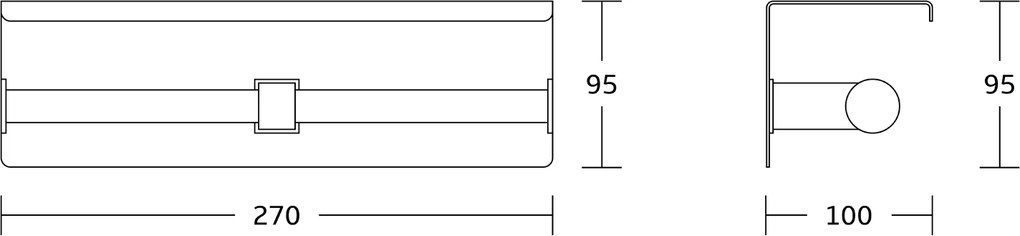 Sapho Sapho, Dvojitý držiak toaletného papiera s poličkou 30cm, čierna mat, UN1196B