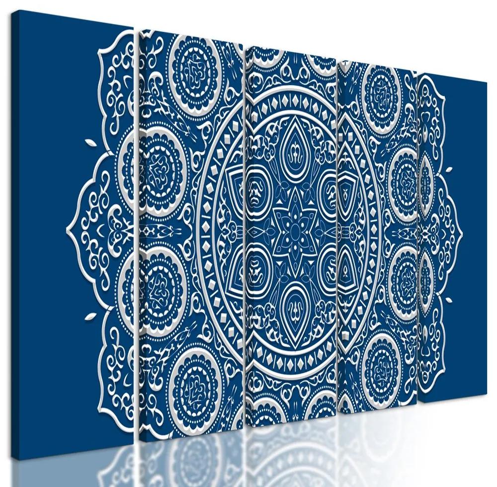 5-dielny obraz nežná Mandala na modrom pozadí