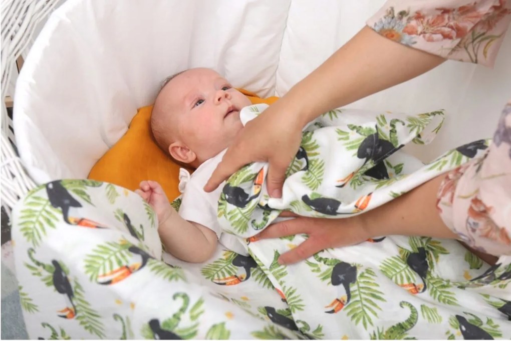 Detská mušelínová plienka (zavinovačka) BABYMAM PREMIUM 120x120 cm - Tukani