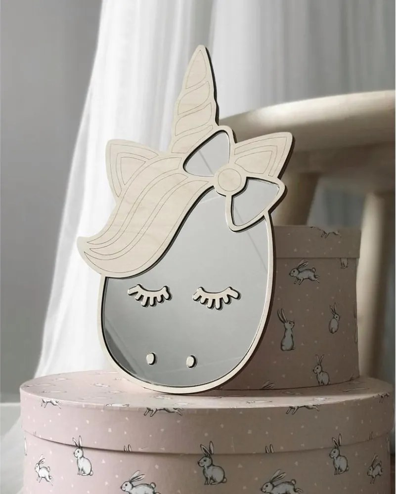 Zrkadlo Jednorožec do detskej izby – akrylové zrkadlo z dreva 30x19 cm