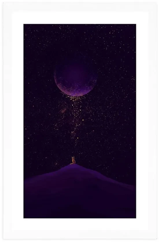 Plagát s paspartou fialová magická planéta - 60x90 silver