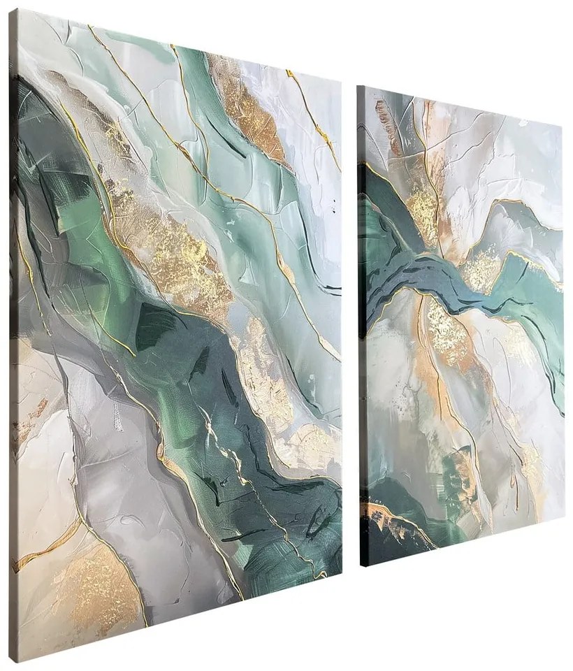 Obrazy s ručne maľovanými prvkami v súprave 2 ks 50x70 cm Aventurine – Styler