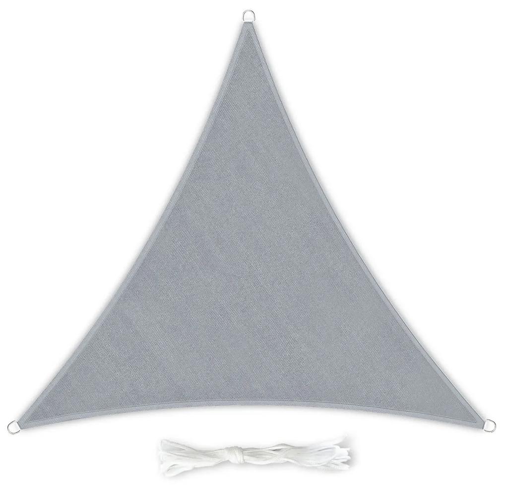 Trojuholníková slnečná clona, 3 x 3 x 3 m, s upevňovacími okami, polyester, priedušná