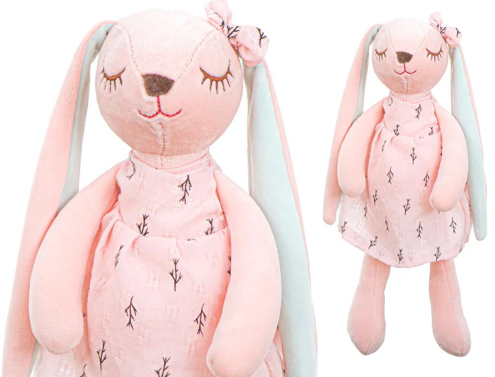 IKO Plyšový zajačik v ružových šatočkách 35cm
