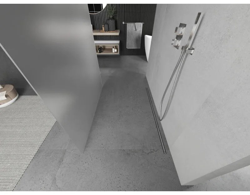 Mexen Kioto, priechodná sprchová zástena 100 x 200 cm, 8mm sklo námraza, 2x chrómová stabilizačná rozpera, 800-100-002-01-30