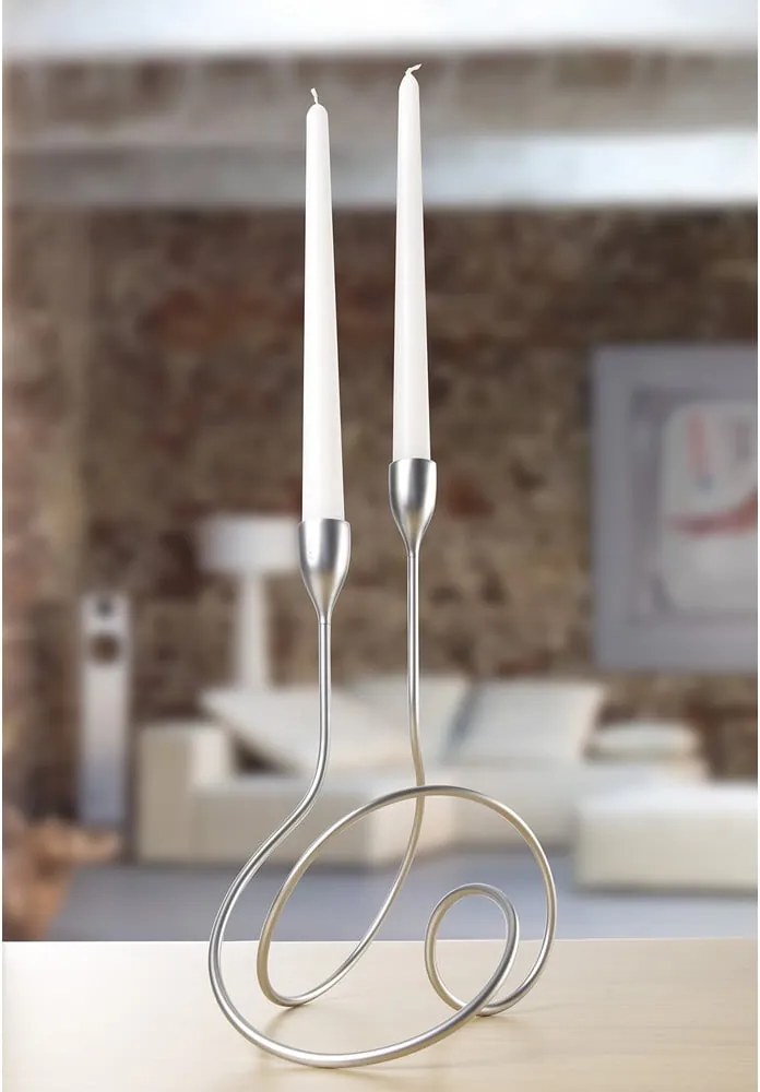 Matný strieborný svietnik Black Blum Loop