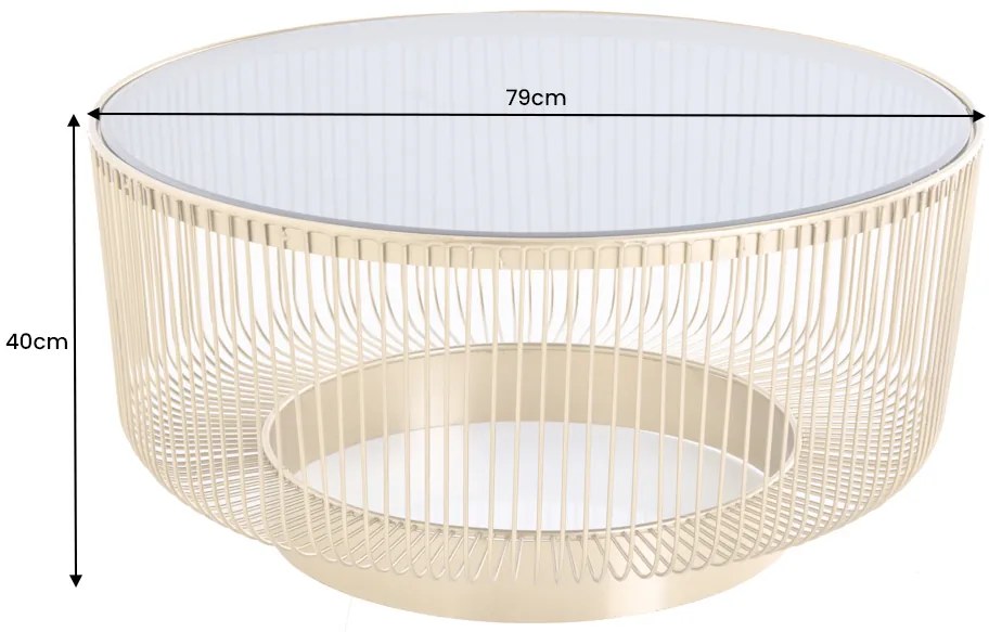 Konferenčný stolík 80cm zlato čierne sklo