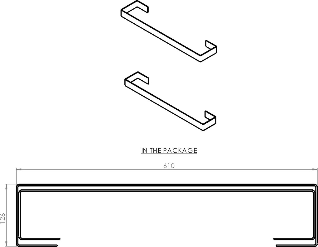 Sapho ENIS držiaky uterákov 620x40 mm, 2ks, čierna mat IRPA32B