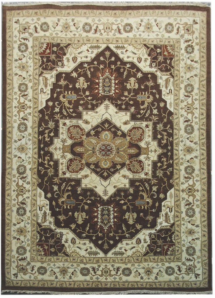 Diamond Carpets koberce Ručne viazaný kusový koberec Diamond DC-SIRAPI Brown / ivory - 140x200 cm