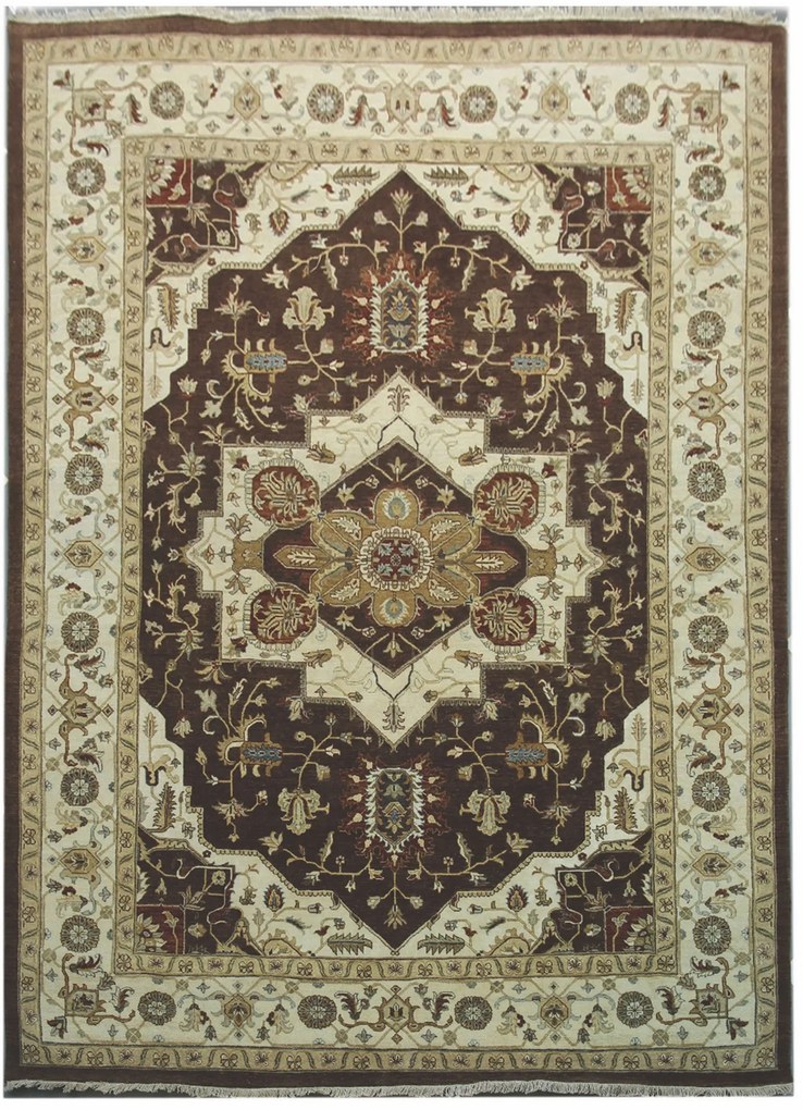 Ručne viazaný kusový koberec Diamond DC-SIRAPI Brown / ivory, 180x275, hnedá, chodba / predsieň, Diamond Carpets India