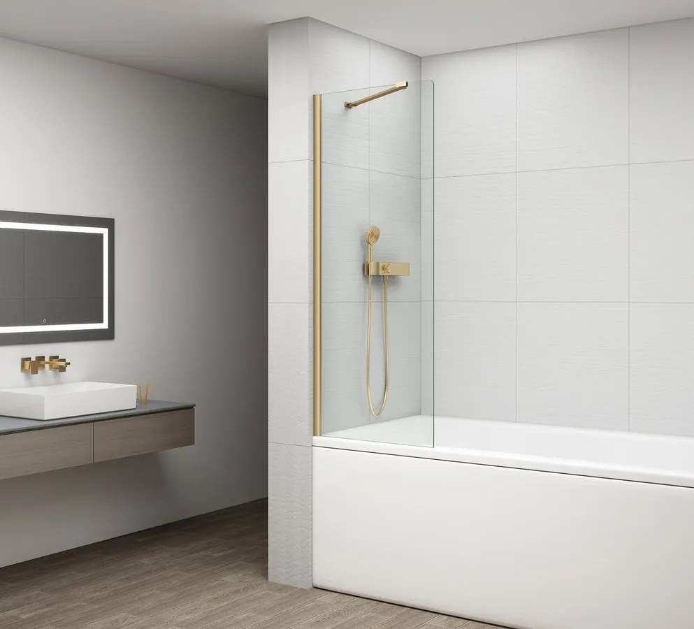 Polysan Polysan, FISA vaňová zástena 600x1500mm, mm, zlato mat, číre sklo, FS1062-G