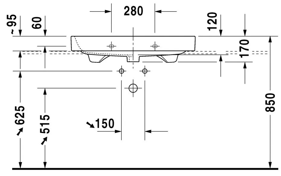 Duravit Happy D.2 - Umývadlo do nábytku s prepadom 800x505 mm, biela 2318800000