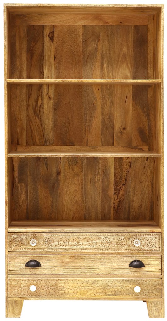 furniture-nabytek.cz - Knižnica do obývačky 90x180x35 z masívu mango
