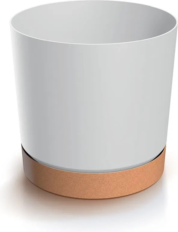 Kvetináč TUBOS PM s miskou biely/hnedý matný