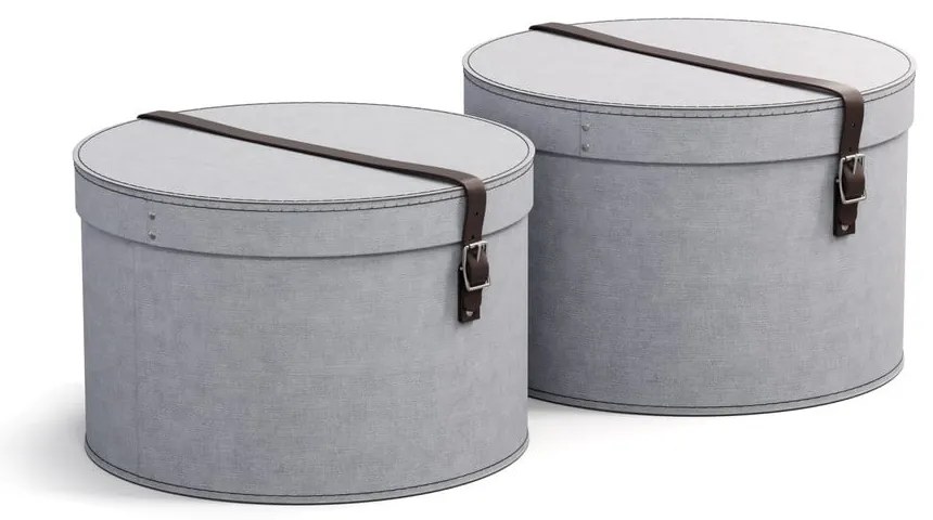 Svetlosivé kartónové úložné boxy s vekom v súprave 2 ks ø 37,5x25,5 cm Rut – Bigso Box of Sweden