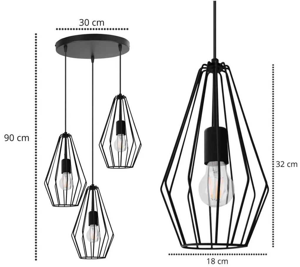 Závesné svietidlo Nuvola 7, 3x drôtené tienidlo (výber z 2 farieb), o, i