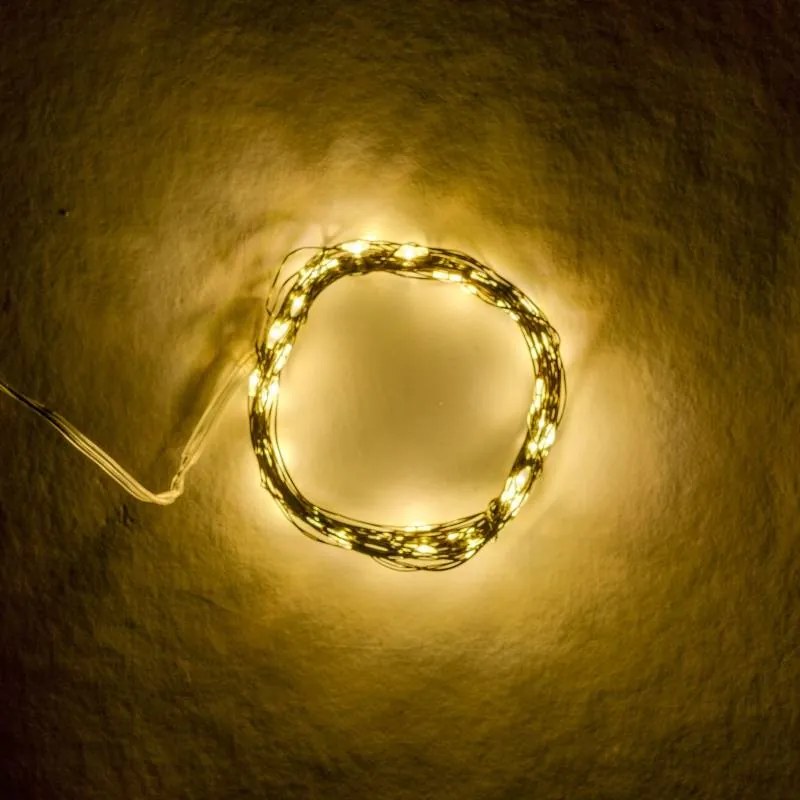 DECOLED Svetelná reťaz LED na batérie, teplá biela, 50 diód, 5,3 m, IP44