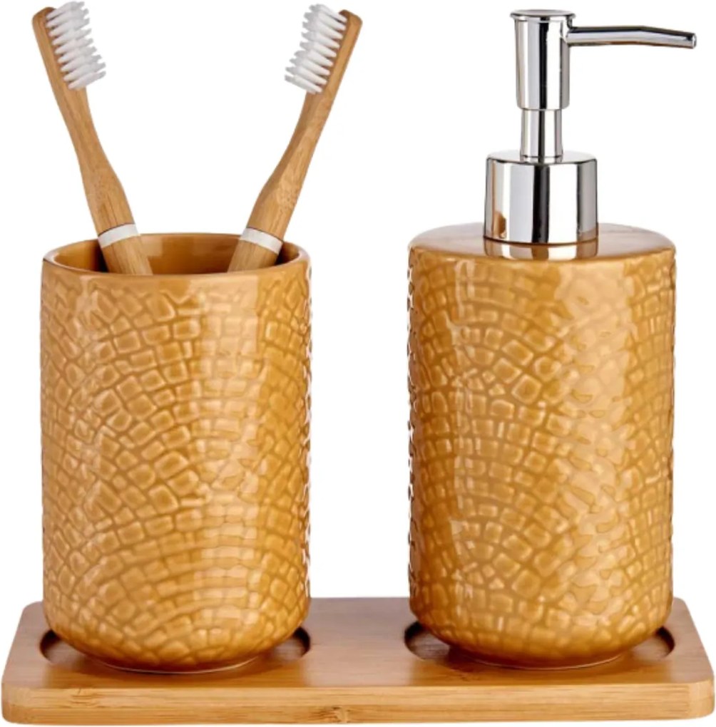 Sada kúpeľňových doplnkov Camel, oranžová/s chromovými prvkami