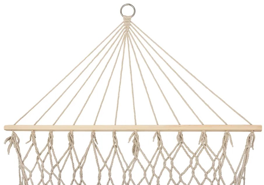 Záhradná hojdacia sieť boho mesh tassel 200cm ecru