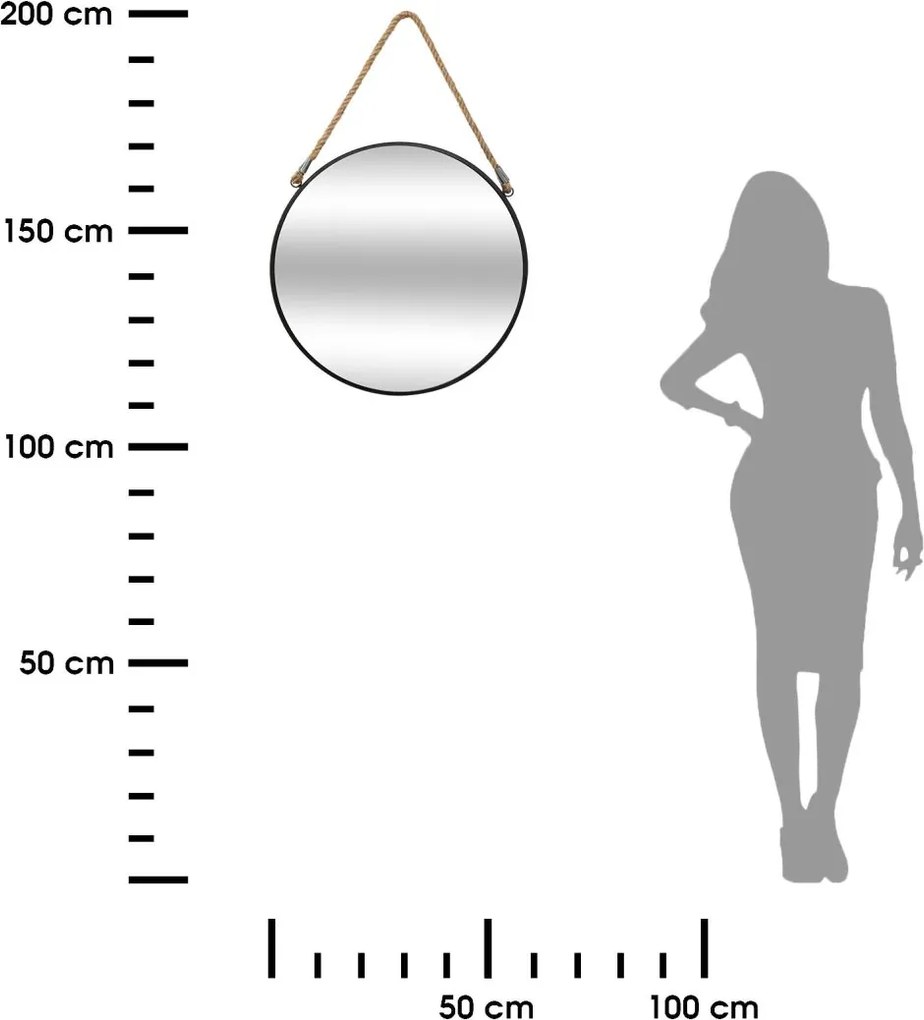 Závesné zrkadlo Round2, čierne