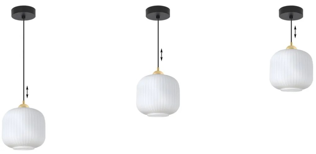 Závesné svietidlo Riffle 2, 1x biele sklenené tienidlo, b/g