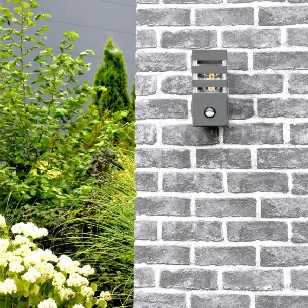 Vonkajšie nástenné svietidlo so senzorom TEKSAS 1xE27/12W/230V IP44 antracit