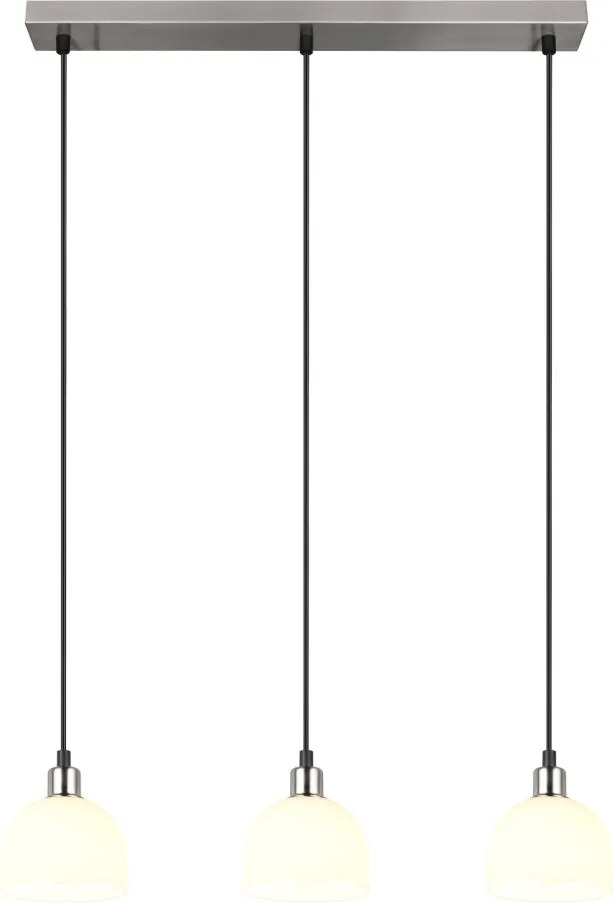 Závesné stropné osvetlenie Molly, matný nikel/biele sklo