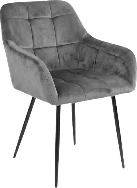 Sivé jedálenské kreslo LOREN VELVET s čiernymi nohami