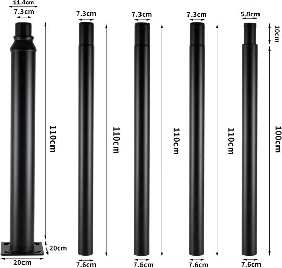 Brilagi-LED Vonkajšia pouličná lampa so stĺpom 5 m URBANSPARK LED/120W/230V čierna IP65