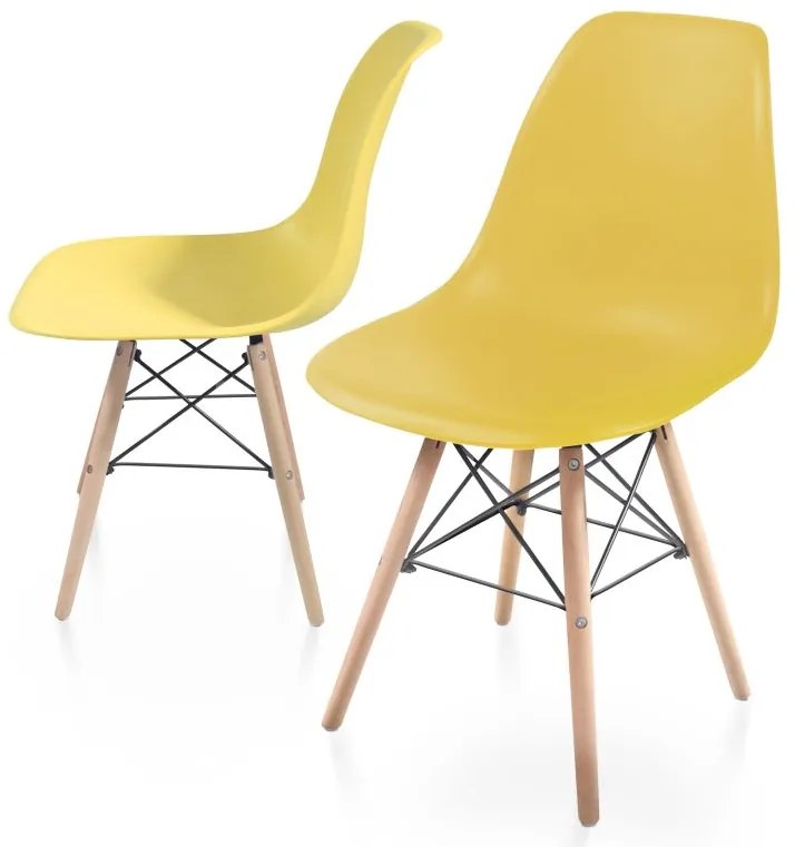 Sada stoličiek s plastovým sedadlom, 2 ks, žlté