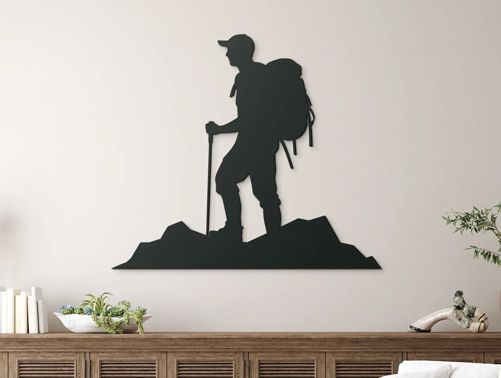drevko Drevený obraz na stenu Turista Rozmer obrazu: 44,5 x 51 cm, Farba dekorácie: Čierna