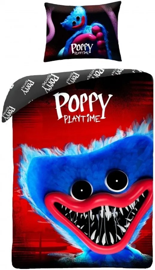 Bavlnené posteľné obliečky Poppy Playtime - motív Huggy Wuggy - 100% bavlna - 70 x 90 cm + 140 x 200 cm