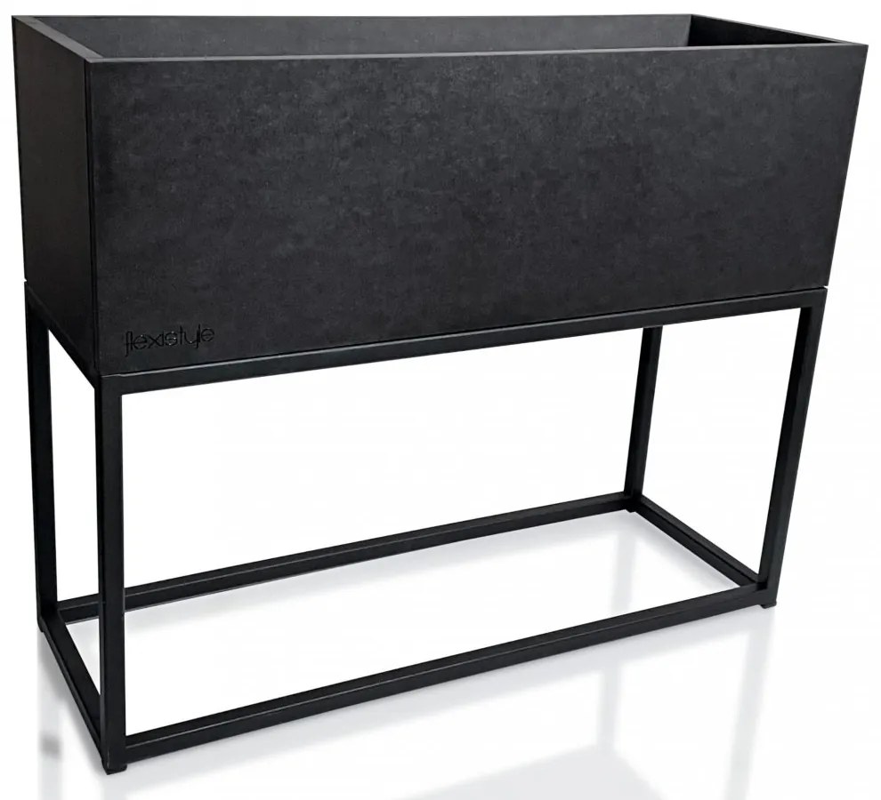 Dokonalý čierny kovový kvetináč LOFT FIORINO 62X22X50 cm