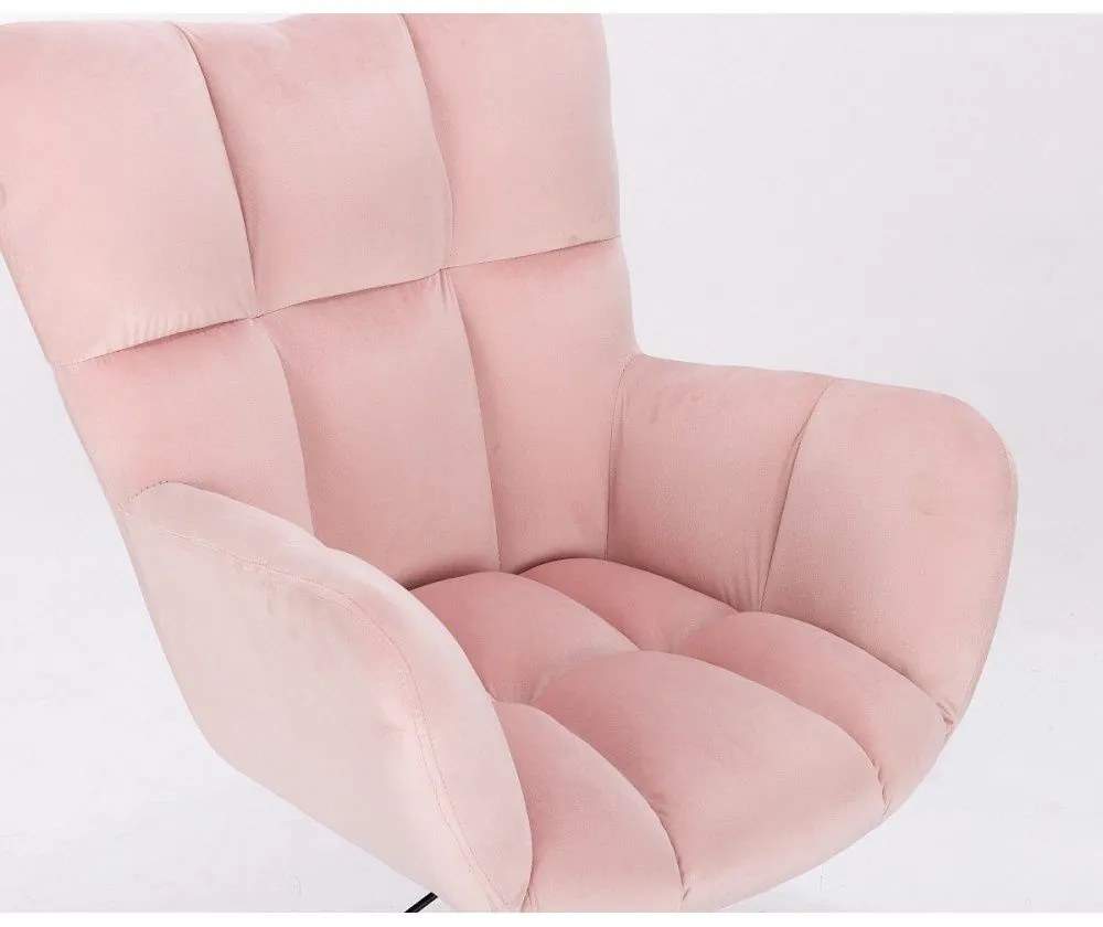 LuxuryForm DESIGN Otočné kreslo AURORA VELUR na striebornom kríži - svetlo ružové