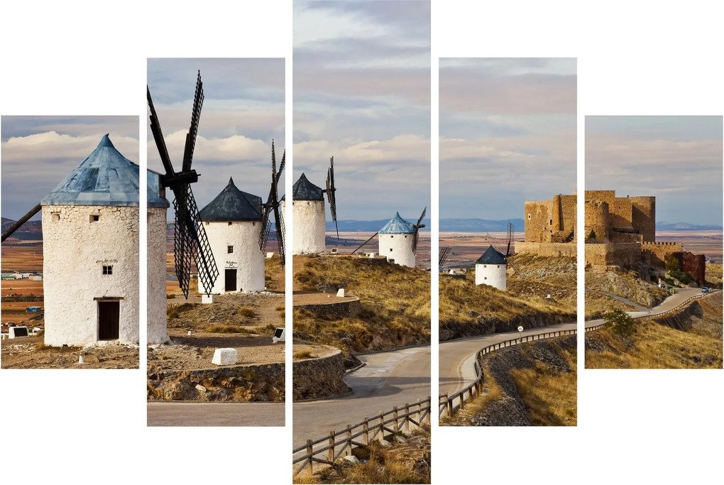 Obraz - Veterné mlyny Consuegra, Španielsko (150x105 cm)