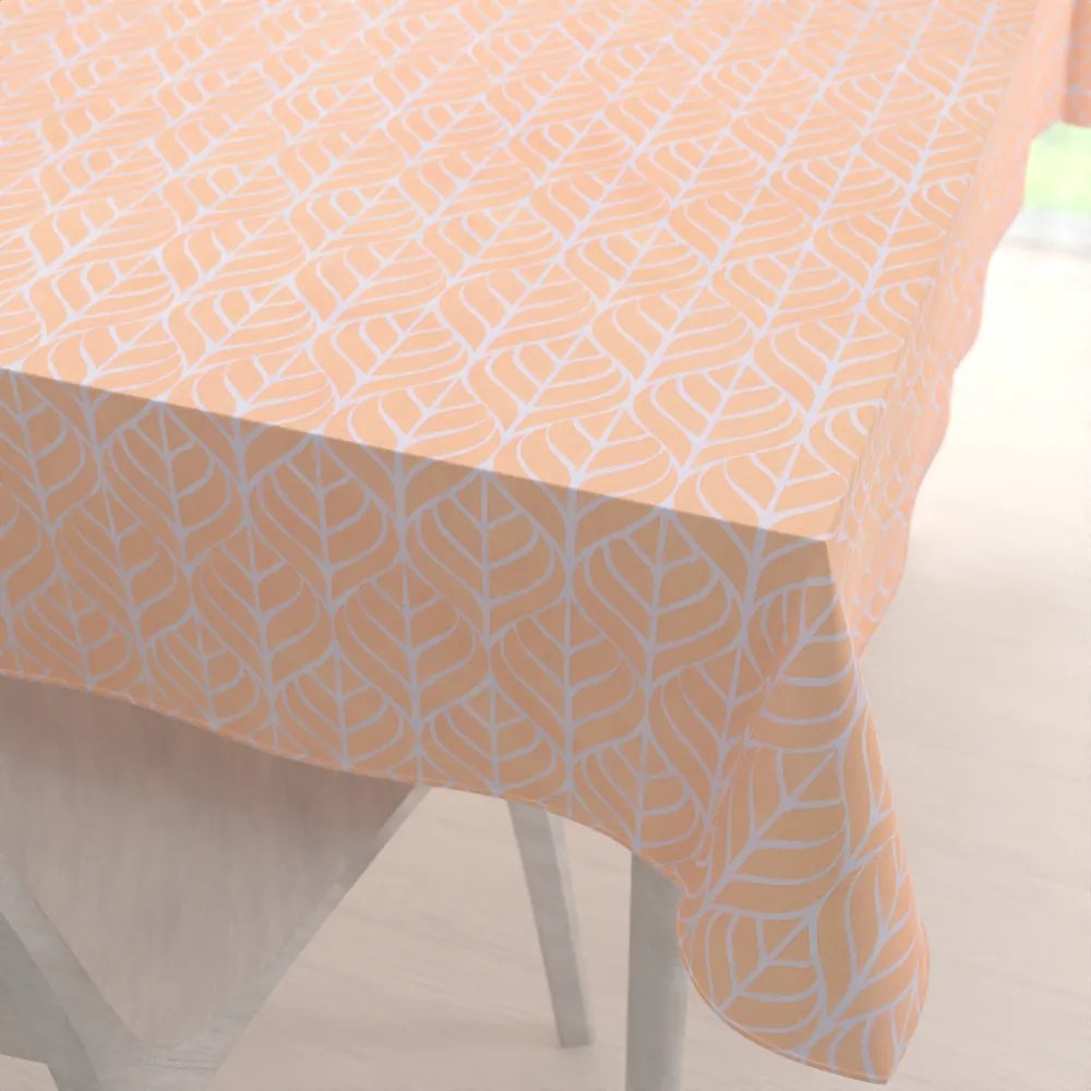Biante Bavlnený obdĺžnikový obrus Sandra SA213 Listy na marhuľovo oranžovom 60x100 cm
