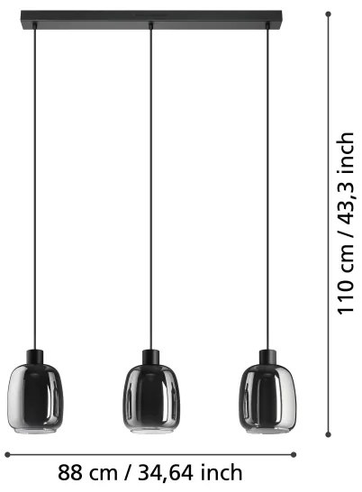 Eglo 901121-LED RGBW Stmievateľný luster na lanku MOLOCHIO-Z 3xLED/3,7W/230V šedá