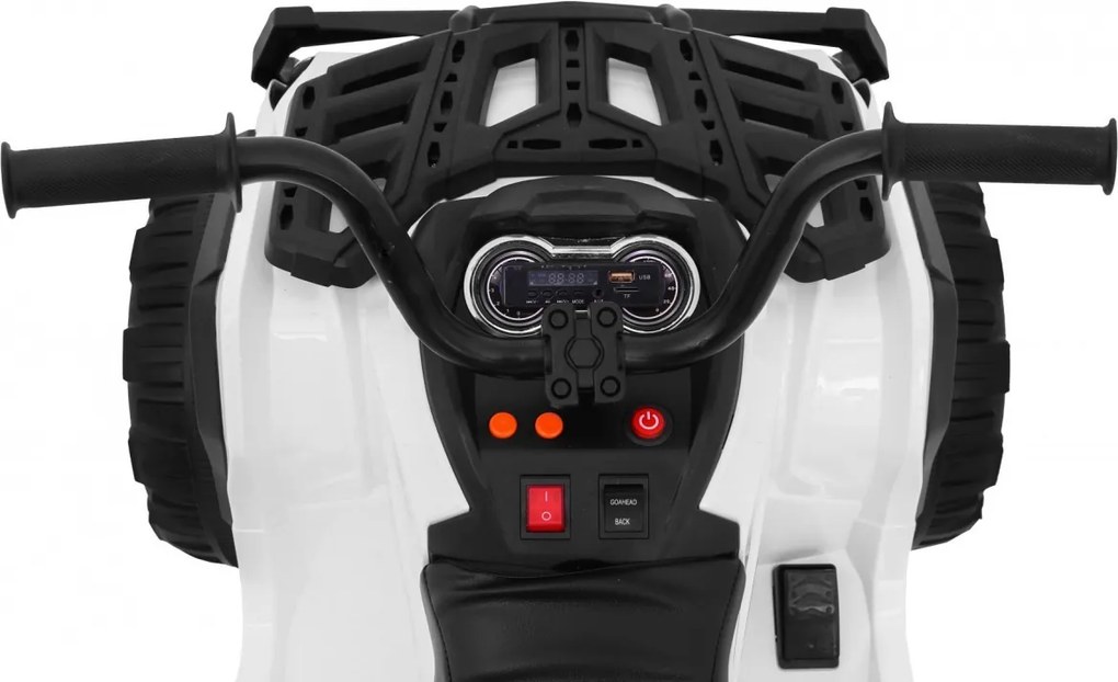 Ramiz Štvorkolka ATV 2,4 GHz na batériový pohon pre deti Biela + Diaľkové ovládanie + EVA kolesá + MP3 rádio + Štart zadarmo