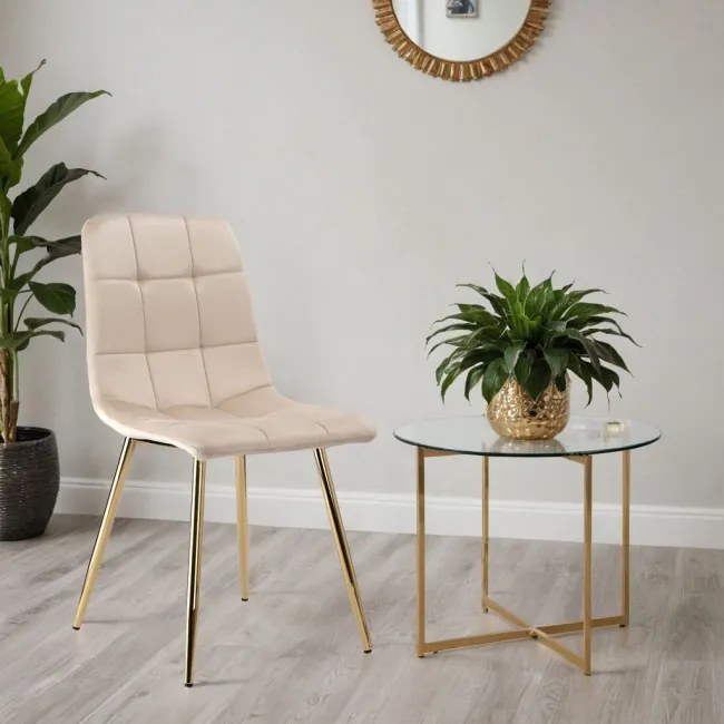 Jedálenská stolička DENVER zamatová, zlatá / béžová