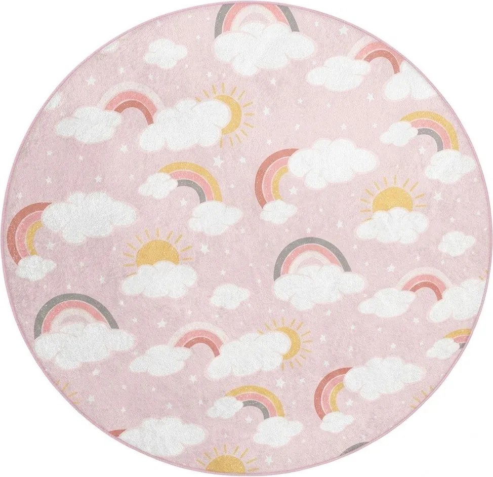 Ružový prateľný detský koberec ø150 cm Rainbow World – Mila Home