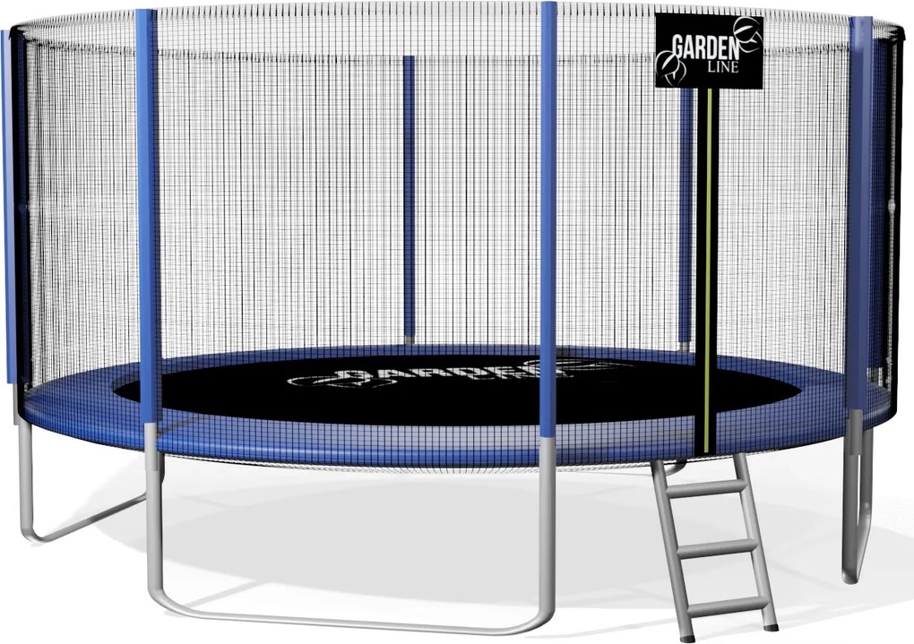 CH Trampolína s rebríkom a bezpečnostnou sieťou 374 cm - modrá