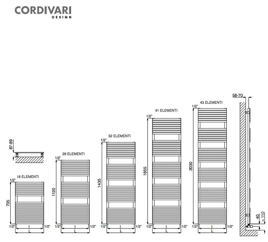 Cordivari Stefania - Radiátor 1120x500 mm, leštená nerez 3551610130105