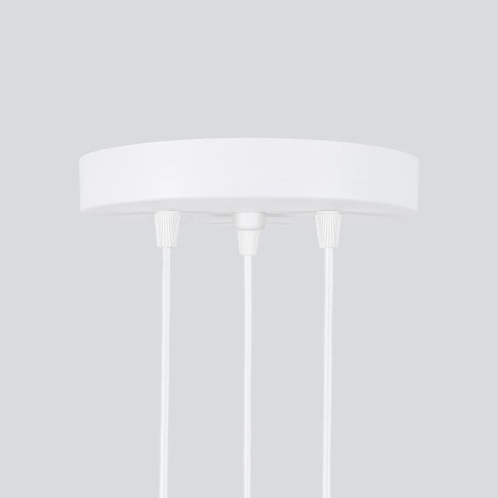 Závesné svietidlo Karbon, 3x biele kovové tienidlo, o