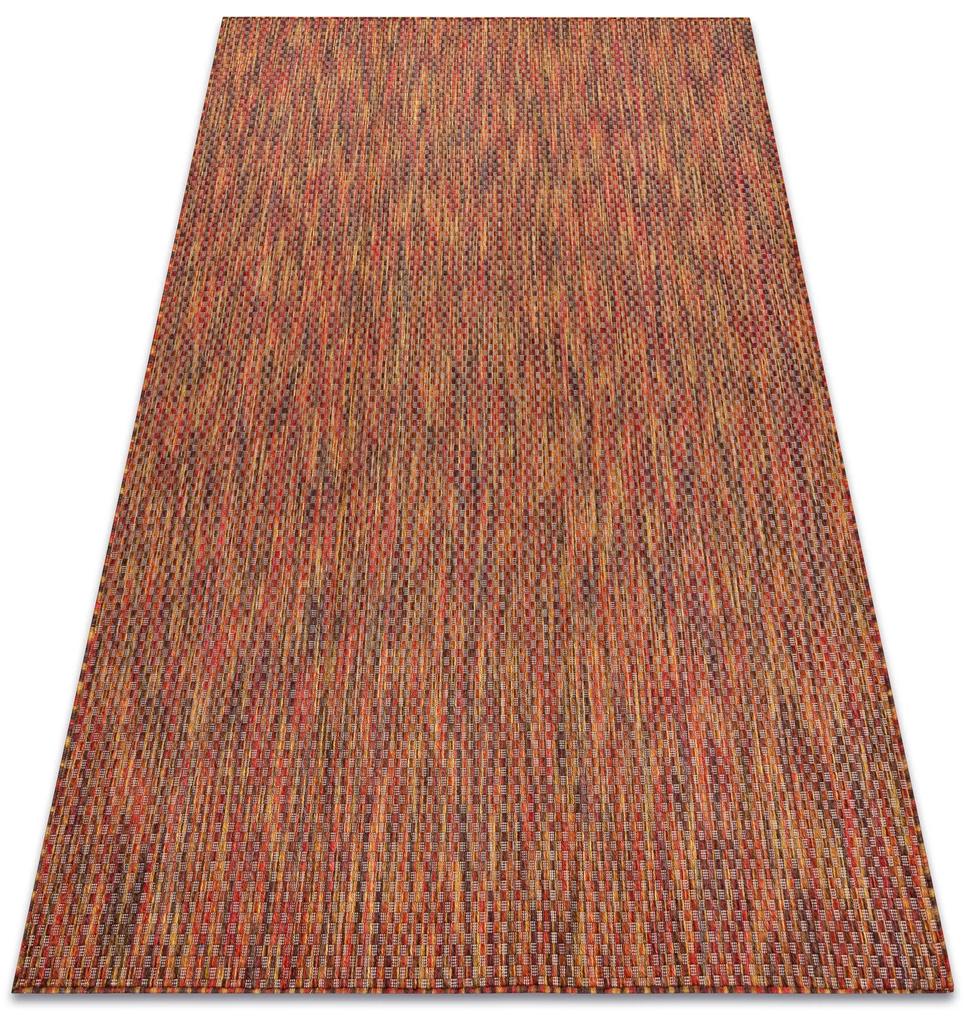 Moderný šnúrkový koberec FISY SIZAL 20774 Štvorčeky, červený