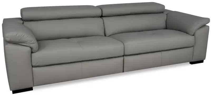 Moderná kožená pohovka LOREN II (4P), sivá (madras - 128 grey)