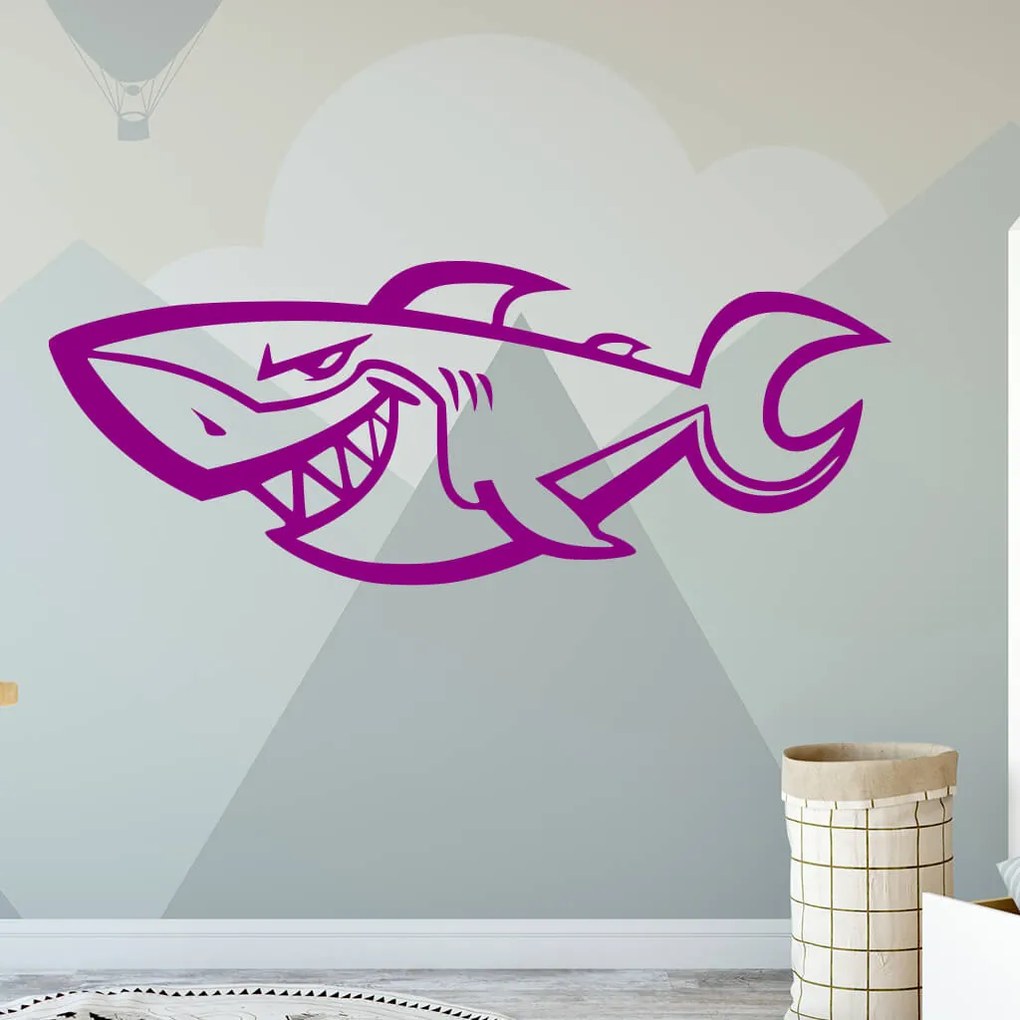 Veselá Stena Samolepka Úsmev žraloka Farba: ružová, Veľkosť: 60 x 22 cm