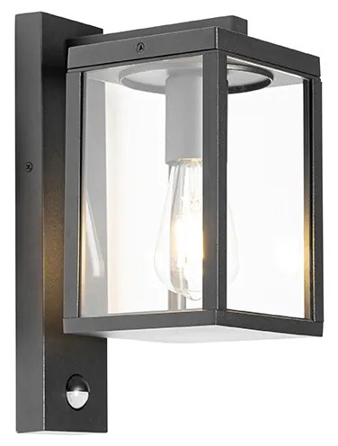 Vonkajšia nástenná lampa čierna s pohybovým senzorom IP44 - Charlois