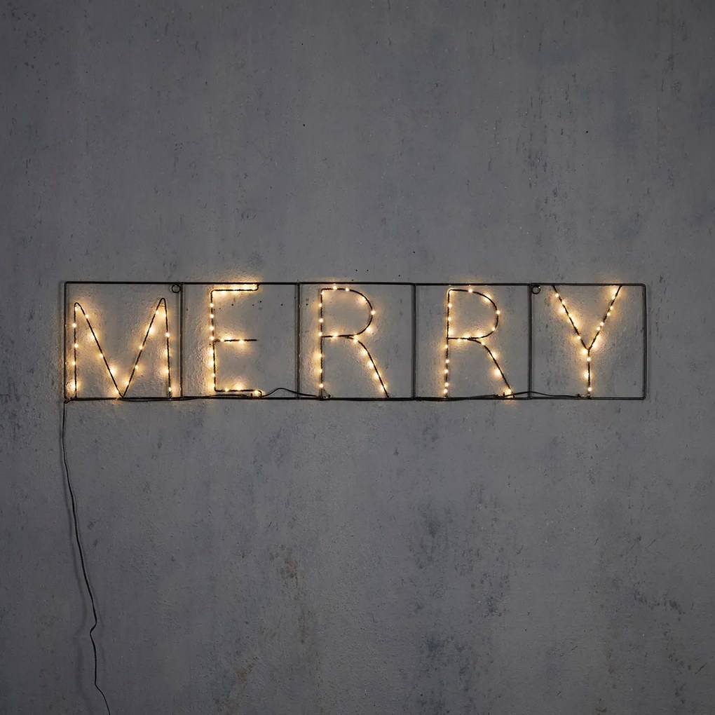 Vianočná nástenná lampa čierna MERRY vrátane LED s časovačom IP44 - Yoro